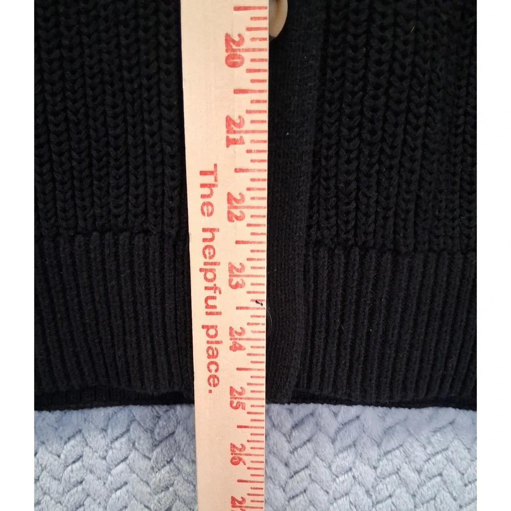 Gap Mens Black Shaker Stitch Cotton V-Neck Cardigan Sweater Large